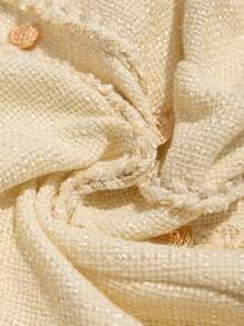 Aveloria Rosie فستان قصير نسائي ذو أكمام قصيرة ومطابق للخصر بأسلوب فرنسي عتيق أنيق، مزين بأزرار معدنية وقماش تويد في نمط رقعي، كول دائري الرقبة