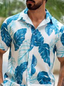 Manfinity RSRT Men's Vacation Tropical Plant Printed Short Sleeve Single Breasted Shirt And Shorts Casual 2 Pieces Set Vacation Outfits For Men Beach Outfits For Men Beach Outfits For Men Men Shirt Co Ords Men's Vacation Outfits Vacation Outfit For Men - Multicolor - View 6