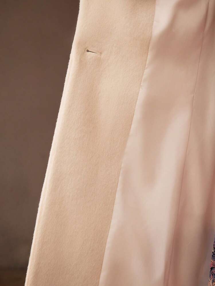 EMBROIDERY FLORAL PATTERN PEAK COLLAR LONGLINE OVERCOAT