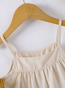 Baby Girl' Solid Color Strap Dress, Suitable For Beach Holiday, Summer - Apricot - View 6