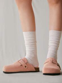 Solecia Sepatu Flat Wanita Kasual Serbaguna Sederhana Warna Polos - Baby Pink - View 9