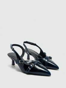 CUCCOO BIZCHIC Women's Pointed Toe Slingback Pumps, Elegant Solid Black Color - Royal Blue - View 2