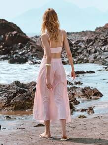 Lumivelle 2pcs Women Spring Vacation Floral Print Spaghetti Strap Maxi Dress Set