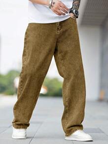 Manfinity Hypemode Jeans holgados de algodón para hombre con bolsillo en ángulo
