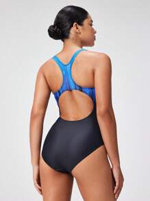 Swim Nautrix 1 件女士海滩夏季泳衣，彩色渐变色露背网眼拼接运动风格 - 彩色 - 查看 7