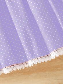 Girls' Fashionable Summer Polka Dot Heart Embroidery Dress - Purple - View 3