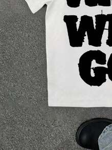 SHEIN Bolty Walk With God, God Hip Hop Rock Graffiti Slogan, Star Print, Tween Girls Casual Graphic Oversized Short Sleeve T-Shirt, Suitable For Summer, Stylish Kids, Casual Wear, Kids Graphic Clothes, Back To School, Fall Clothes, Summer Outfits For Outing, Easy Comfort, Autumn Layers For Kids, Homecoming