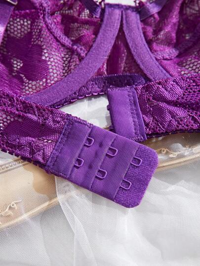 Women Kanten Verleidelijke Lingerie Wire BH Slipje Set Minimalist Everyday Wear view 5