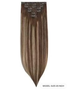 7PCS Straight Clip In Hair Extensions 100% Real Human Hair 14-24 Inch 115G Double Weft Invisible Clip Hair Extensions Remy Natural Human Hair For Women Girls Daily Use - S4/26/4 - View 2