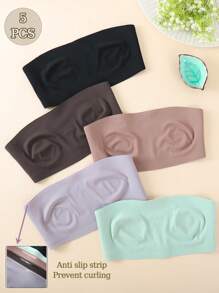 5 件/套女士无肩带无钢圈胸罩 - 彩色 - 查看 1