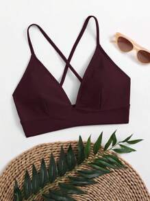 Swim Chiccia 纯色比基尼泳装上衣 - 酒紅色 - 查看 4