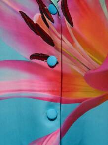 MUSERA 宽松垫肩超大款西装连衣裙，低V领，翻领设计，单排扣，印花图案，色彩缤纷，优雅专业，商务休闲，适合度假、冬季工作、办公室、约会、外出、返校、婚礼宾客等场合，春夏皆宜。 - 彩色 - 查看 6