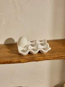 Cirelle 1 pieza Bandeja de cerámica con 6 cavidades, rejilla para huevos, organizador de huevos de cerámica, caja de almacenamiento, estante decorativo, vajilla, apto para refrigeradores, encimeras, exhibición en cocinas