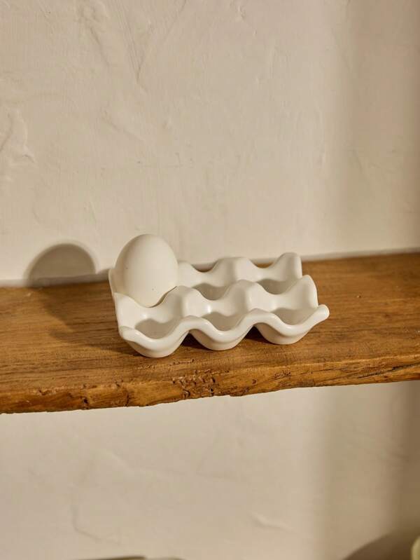 Cirelle 1Pc Ceramic 6Cavities Egg Tray, Egg Rack, Ceramic Egg Manager, Storage Box, Decorative Service Rack, Tableware, Suitable For Refrigerators, Coutertops, Display Kitchens