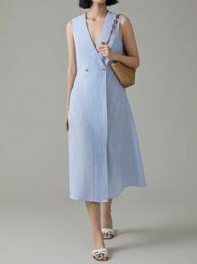 EMERY ROSE Women's Summer Casual Striped Sleeveless Midi Dress