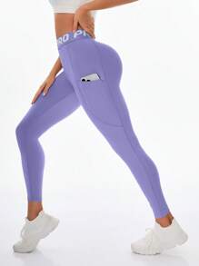 Sovereign Charm Slimming Shaping High Waist Yoga Leggings - Purple - View 2