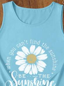INAWLY Summer Women's Sleeveless Top With Letter And Flower Patterns When You Can't Find The Sunshine BE THE Sunshine Graphic Tees Women Tops