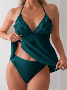 Swim Mod Fashionable Camisole Bikini Top Suitable For Summer - Teal Blue - View 1