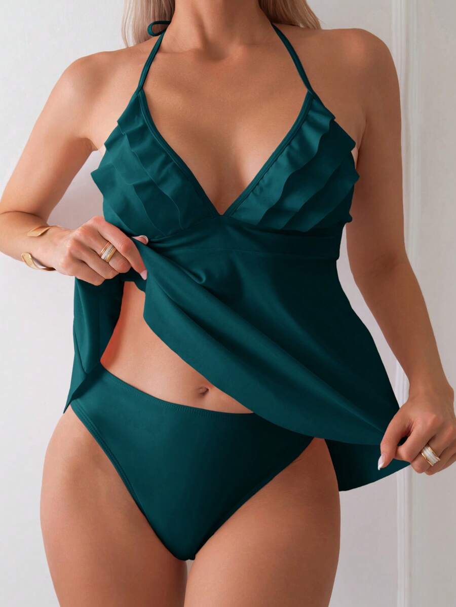 Swim Mod Fashionable Camisole Bikini Top Suitable For Summer - Teal Blue - View 1