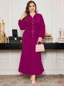 Modelyn Vestido de punto de sirena largo con cuentas en talla grande, elegante y entallado