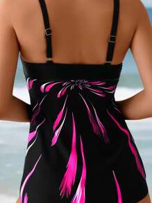 Swim Lushoire 女士 2 件套花卉印花吊带比基尼泳衣，时尚海滩度假泳装