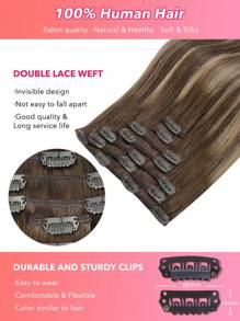 7PCS Straight Clip In Hair Extensions 100% Real Human Hair 14-24 Inch 115G Double Weft Invisible Clip Hair Extensions Remy Natural Human Hair For Women Girls Daily Use - S4/26/4 - View 6