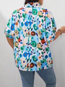 EMERY ROSE Áo cánh in họa tiết cổ chữ V cỡ lớn cho nữ, Áo đi chơi, Đi làm, Sân sau, Phụ nữ mùa hè, Phong cách Boho phương Tây - Nhiều màu - Xem 2