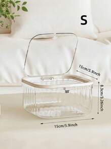 SHEIN 1pc Transparent Coffee Capsule Shaped Storage Box, Ideal For Fruit, Cosmetic And Desk Organization In Kitchen, Bathroom And Other Places - White - View 4