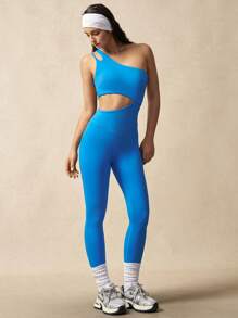 VARSIVA Women's Solid Color Sleeveless Cutout Jumpsuit For Daily Fitness Sports