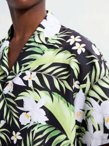 Surfspeed Men's Tropical Plant Print Short Sleeve Shirt And Shorts Beach Set - Multicolor - View 5