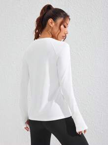 SHEIN Sovereign Charm 罗纹针织露背短款运动背心 - 白色 - 查看 2