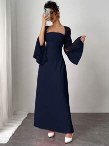 Firerie Váy Chiffon Hồng 2 món/Bộ cho nữ - Màu xanh hải quân - Xem 7