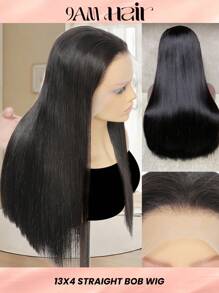 Peluca Bob de cabello humano con encaje frontal de 13x4, peluca Bob de cabello humano corto con encaje frontal previamente recortado para mujeres, peluca con encaje frontal de cabello humano con densidad de 250% y cabello humano liso de color natural - SPure Natural - Ver 2