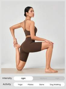 GLOWMODE 8" FeatherFit™ Crossover Biker Shorts Cycling Running Gym Workout - Cinnamoninspiration - View 6