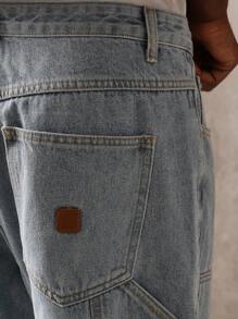 SUMWON Pantalones vaqueros de carpintero con bolsillos múltiples, ropa de trabajo de utilidad, pantalones vaqueros de pierna ancha y relajada, pantalones de trabajo de construcción de otoño e invierno, ropa de calle