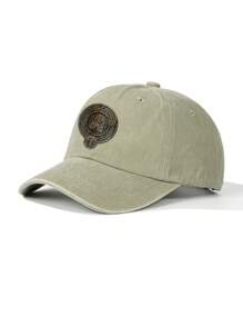 The Hunger Games X SHEIN Geometric & Letter Printed Washed Baseball Cap, Fashion - Khaki - View 2