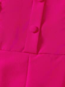 Young Girl' Ruffle Trim Wide Leg Jumpsuit, Summer - Hot Pink - View 5