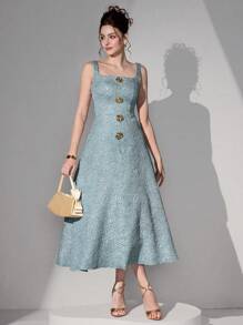 Poshira Formal Women's Party Dress (Heavily Embellished), Prom Dress - Blue - View 6