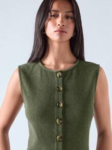 LYSMO 女士斑点针织背心-2025 年春夏新品 - 綠色 - 查看 6