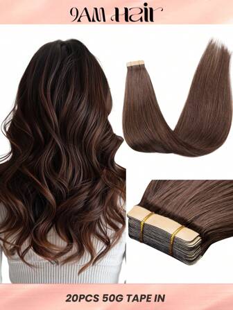 20 pièces Extensions de cheveux humains à ruban droit 100% cheveux humains Remy réels 14-24 pouces Qualité naturelle élevée 50G/Paquet pour salon Extensions de cheveux à ruban en PU soyeux et invisibles