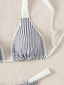 Swim Mod Costume da bagno a bikini da donna a righe sexy, design a stampa casuale, per l'estate in spiaggia