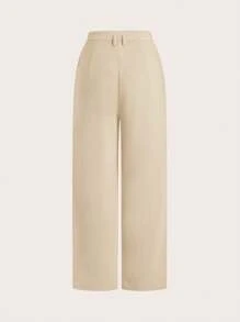 SHEIN Clasi Women's Casual Commuter Plain High-Waist Tapered Suit Pants Work Pants In Fall/Winter - Apricot - View 3