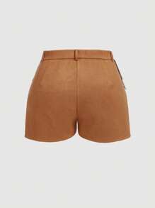 SHEIN MOD Plus Size Tassel Shorts, Suitable For Music Festival, Summer,Vintage Hippie Rivet Fringe Camel Suede Shorts,Nashville Outfits,Pirate Shorts,Western Wear Women