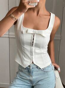 Áo ba lỗ công sở ôm vừa vặn cho nữ mùa hè - Màu be - Xem 5