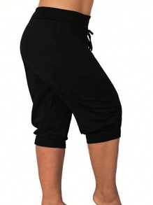 SHEIN LUNE Vacation Spring, Resort Wear Women, Spring For Women Pants - Black - View 4