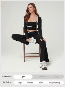 GLOWMODE FeatherFit™ Cropped Limitless Long Sleeve Tank Shrug Top With Thumbhole Low Impact Yoga Daily Summer