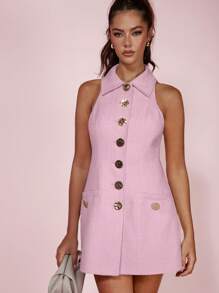 COSMINA 女士优雅纯色前扣迷你连衣裙