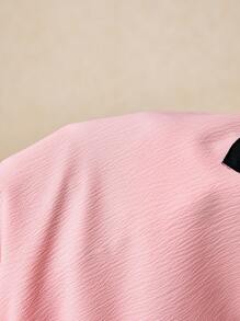 SHEIN Gaun Tanpa Lengan Berenda dengan Hiasan Pita Besar Warna Pink Elegan untuk Anak Perempuan, Musim Semi/Panas - Berwarna merah muda - View 8