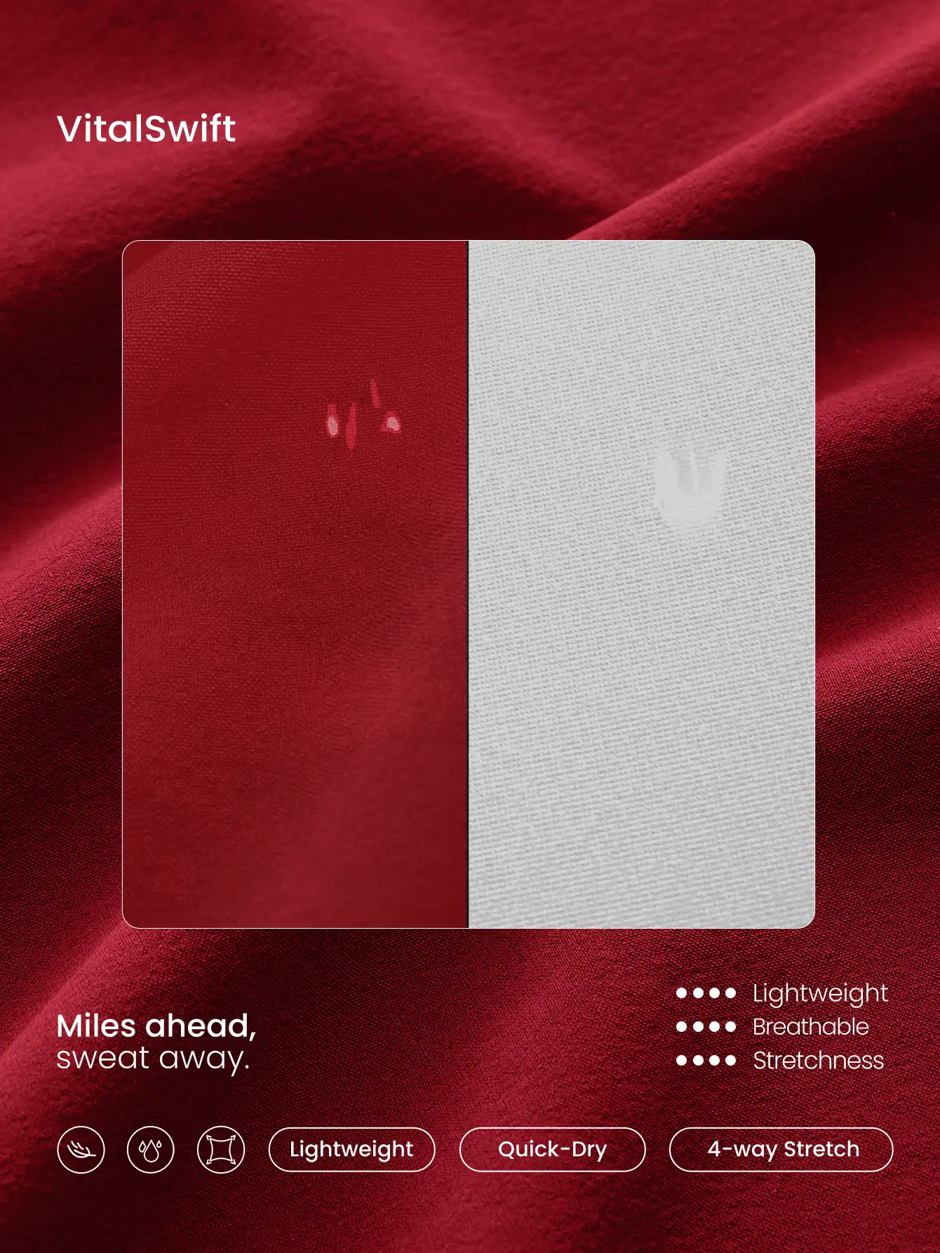 GLOWMODE 2.5 英寸 VitalSwift 超轻吸汗中腰可调节抽绳腰部反光跑步短裤内置防臭内衣后拉链口袋高强度健身跑步训练春夏 - 紫紅色 - 查看 6