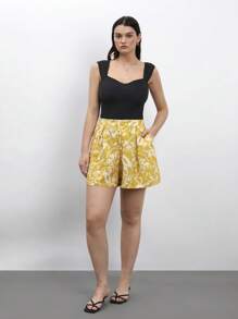 Maija 加大码女式夏季度假波西米亚宽松短裤、商务休闲女装、外出上衣、女士演唱会服装、单身派对服装、女士度假服装、波西米亚风女装、加大码女式西部服饰 - 黃色 - 查看 5